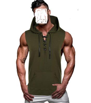 China 2020 Men's Solid Color Zipper T-shirt Breathable Hooded Sleeveless Lightweight Cardigan Customized Wholesale for sale