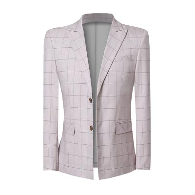 China Breathable Mens Plaid Suit Two Button Side Split Korean Professional Suit Coat for sale