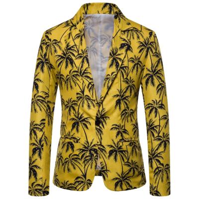 China 2020 New Men's Breathable Suit Hawaiian Printed One Button Casual Coat for sale