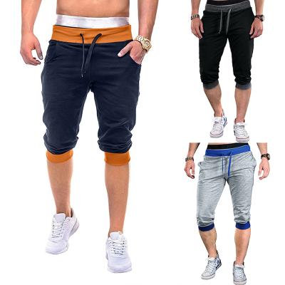 China Europe Breathable Waist Casual Pants Wholesale 2020 New Special Contrast Color Bolt Waist Drawstring Men's Sports Capris Shorts for sale