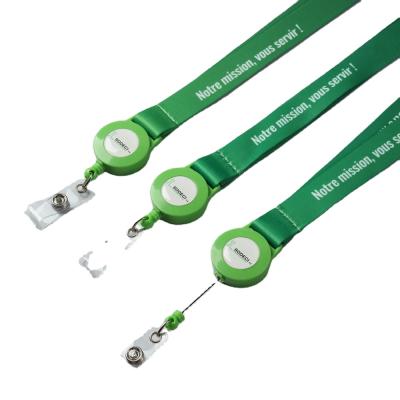 China Popular Easy To Pull Exhibition Cocking Rope Telescopic Easy To Pull Polyester Lanyard Badge Reel Lanyard for sale