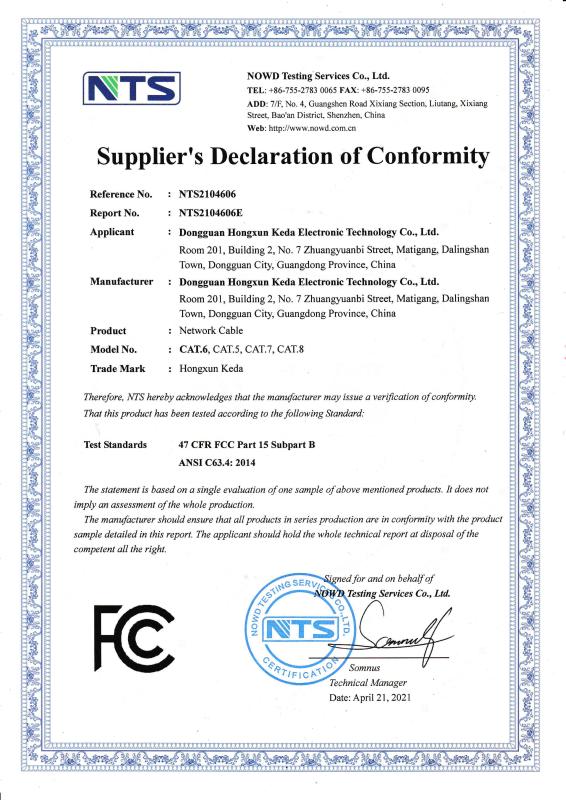 FCC - Dongguan Hongxun Keda Electronic Technology Co., Ltd.