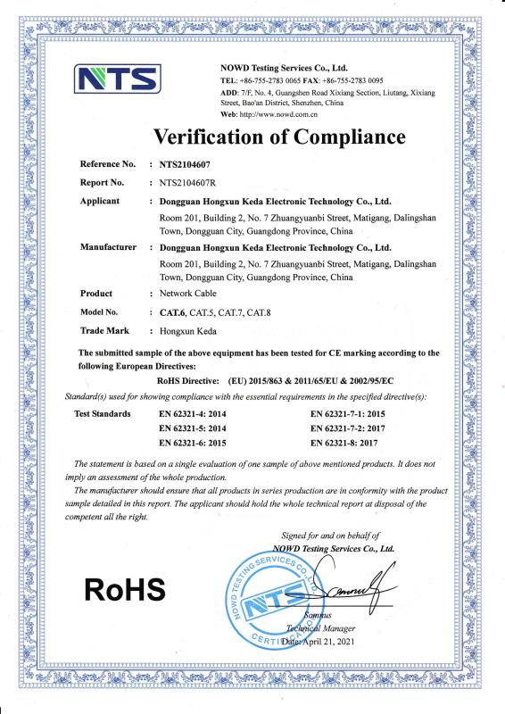 RoHS - Dongguan Hongxun Keda Electronic Technology Co., Ltd.