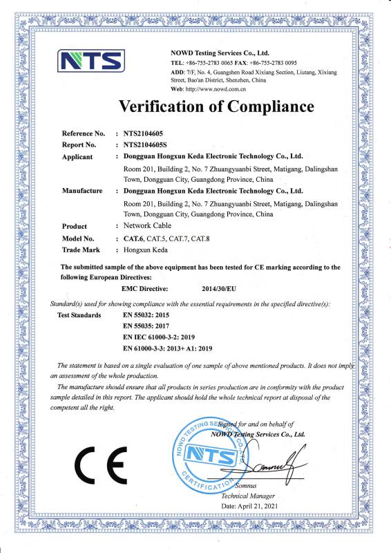 CE - Dongguan Hongxun Keda Electronic Technology Co., Ltd.