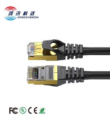 China 10 gigabit high speed transmission SSTP shield dual 10 gigabit high speed transmission around cat7 black/red cable 1m/600Mhz with standard Rj45 connector for sale