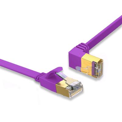 China Hongxun Keda Bare Copper Cat 6 180 Degree Straight To Straight UP Angle CAT6 Patch Cord Flat Thin Cable for sale