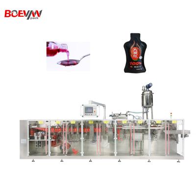 China Irregular shape drink stand up pouch bag horizontal juice doypack packing machine for energy gel for sale