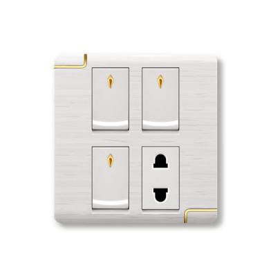 China Residential / Multipurpose Multifunctional Household Use 3 Gang 1 Way 2 Pin Switch Socket White /coffee Touch Switch With Plug for sale