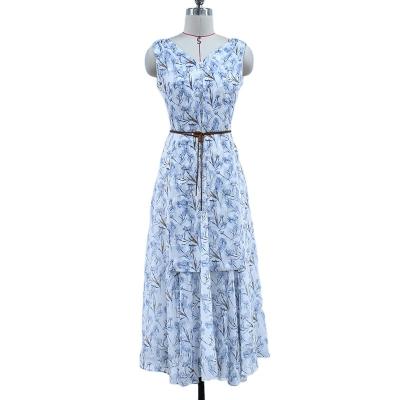 China Anti-Wrinkle Fakifii Customized Product Fashion Floral Print Women Sleeveless Casual Dresses Ladies Long Dress for sale