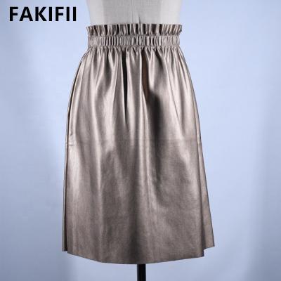 China New Product Sale Women's Elegant Solid Gold Pu Skirt Summer Lady Clothes Wholesale Women's Breathable Casual Clothing Skirts for sale