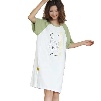 China 100% Korean Satin Long Nightgown Cotton Nightgown Summer Cute Home Breathable Nightgowns For Women for sale