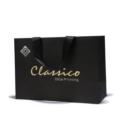 China Recyclable Custom Printing Kraft Paper Bag Clothes Boutique Paper Bag Eco Green Resealable Paper Bags With Ribbon for sale