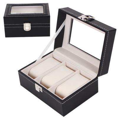 China Leather Watch Box Clock Case Cajas Para Reloj Holder Leather Case Organizer For Men Watch Quartz Boxes Show Best Gift for sale