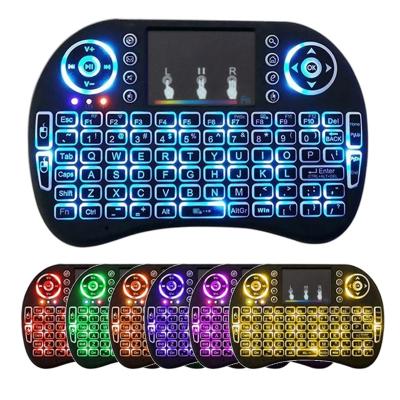 China Factory wholesale 2021 rii i8 wireless mini keyboard 2.4G touchpad with 3 colors backlight air remote for sale