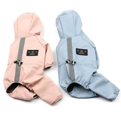 China Durable Breathable Reflective Quadruped Dog Clothing Hooded Rain Proof Dog Clothing Cat Raincoat Dog Raincoat for sale