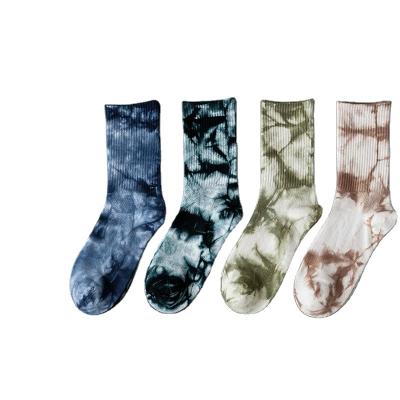 China Other Customized Men's and Women's Socks Tie Dyed Pure Cotton Long Socks Sweat-absorbent Men's Socks Fashion Trend Street for sale