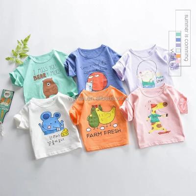 China Hot Sale Summer Boutique Print Kids T-shirt Cartoon Cotton Breathable T-shirt For Kids for sale