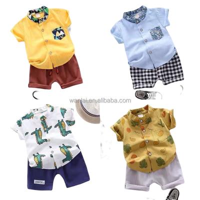 China Chinese factory wholesale children's boutique summer casual short sleeve baby shirt and pants boys clothing set for sale