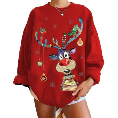 China 2022 New Christmas Anti-shrink Custom Knit Casual Cartoon Jumper Cotton Neutral Jacquard Design Oversized Sweater for sale