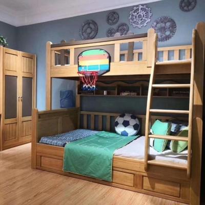 China Newest Design Wooden Kids Bedroom Furniture Solid Wood Bunk Beds For Play Basketball for sale