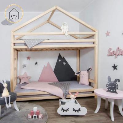 China Modern Twin Room Cheap Price Share Size Treehouse Play Bunk Bed Wooden Canopy for sale