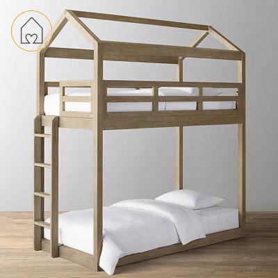 China Modern gray color kids bedroom decor montessori wooden bunk bed kids gray house for sale