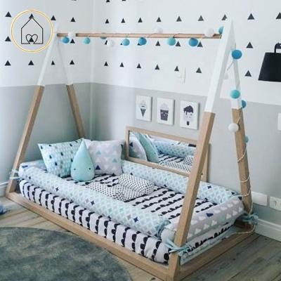 China Modern kids furniture queen size play house diy wooden teepee tent above bed on floor for sale