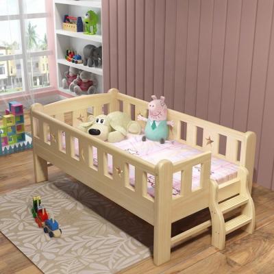 China Modern Toddler Bed With Guard Safety Rail Nature Wood Kids Bed for sale