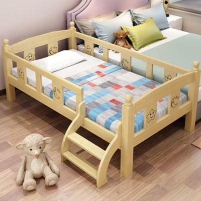 China Modern Toddler Single Bed With Guard Safety Rail Nature Wood Kids Bed for sale