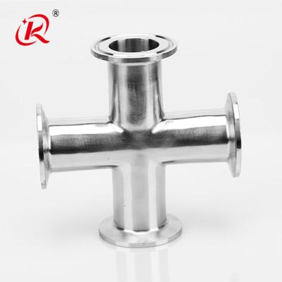 China SS304 Dairy Stainless Steel Sanitary Flange Pipe Fitting Top Quality 4 Way Welding Cross for sale