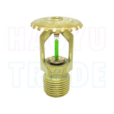 China 93 Degree DN15 Fire Sprinkler V2704 Glass Bulb FM Certificate K5.6 Green Straight Response Brass Celsius Nozzle for sale