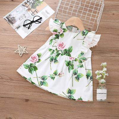 China Breathable Baby Dress 2021 Baby Dress Rose Printed Baby Casual Dress New Arrival 6-9 Months Modern for sale