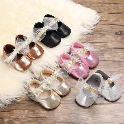 China Breathable Princess Baby Shoes 0-1 Years Old Baby Shoe Lace Star Soft Unique PU Stylish Baby Shoes for sale