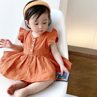 China 2021 Summer Korean Baby Clothes Breathable Sets Newborn Clothes Solid Color Outfits Baby Ruffle Romper for sale