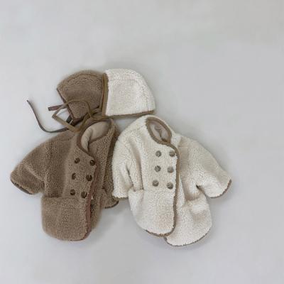 China New Winter Windproof Baby Clothes Woolen Cardigan Pocket Toddler Girl Jackets Big Baby Outwear Coats Winter for sale