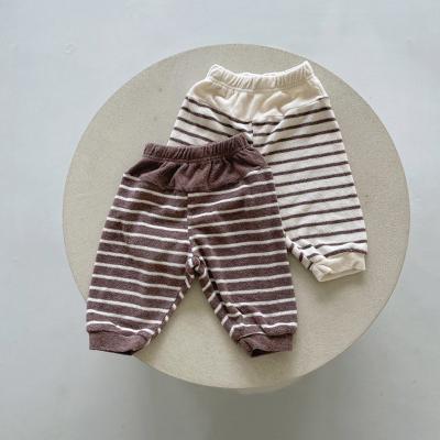 China Autumn Thick Organic Baby Boys' Pack Striped Baby Fleece Pants Casual Sports Sweatpants Trousers for sale