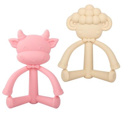 China Soft Toy New 3D Baby Toys Cute Cow Teether Baby Silicone Teether Toddler Baby Chews Toys for sale