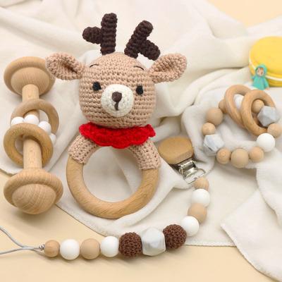 China Milk Teeth Raising Baby Amazon Diy Baby Teether Crochet Toy Rattles And Teethers Toys Set Deer Antler Teether for sale