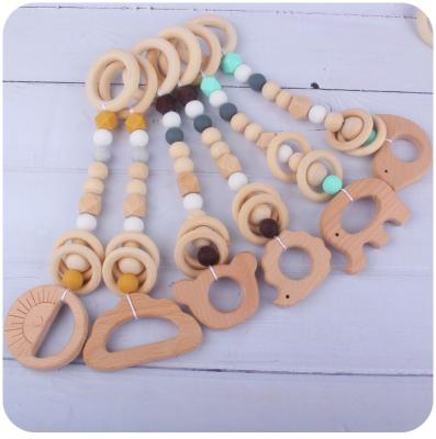 China Milk Teeth Raising Amazon Baby Teether Beech Wood Baby Teether Gift Set Teeth Molar Chain Set Beech Wood Toys for sale