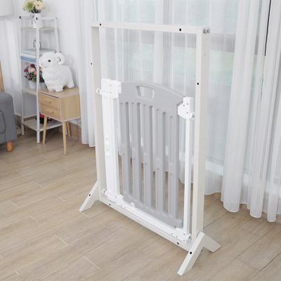 China Easy Install Adjustable Plastic Gate Plastic Guardrail With Iron Dog Barrier Baby Safety Door Gate for sale