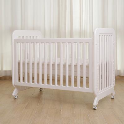 China Modern Plastic Material Baby Crib With Multi-functions Crib Baby Table Crib Stable Hutch Bed for sale