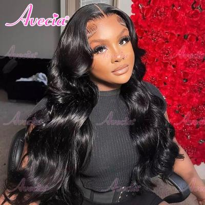 China HD Body Wave 30 40Inch Natural Swiss Sheer Lace Front Wig, 100% Brazilian Hair Vendors Body Wave Lace Front Wigs for sale