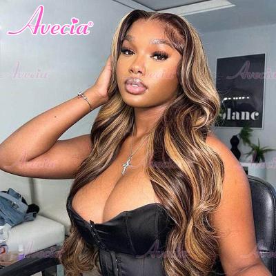 China Body Wave Pre Pluck Sheer Lace Wig, Ombre Highlight Body Wave Lace Headband Wig Vendor, 13X4 13X6 Short Lace Front Wigs For Black Women for sale