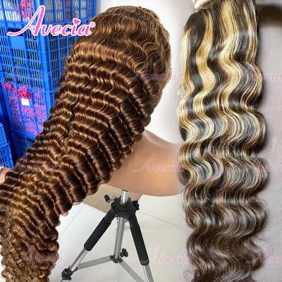 China 100% Full Lace Human Hair Glueless Body Wave Wig 360 Lace Frontal Wigs For Women Color Highlight Hd Transparent Lace Front Human Hair Wigs for sale