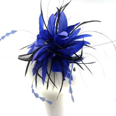 China Stripped Coque Feather Flower Headband , Dyed Carnival Feather Headpiece for sale