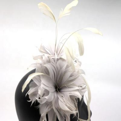 China Diwali Party White Feather Fascinator Headband , Millinery Feather Flowers for sale