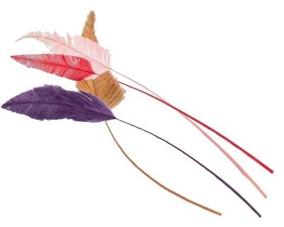 China Pattern Dyed Head Arrow Millinery Feather Stripped Ostrich Plume Feathers 25-30cm for sale