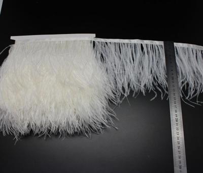 China Party Decoration Ostrich Feather Fringe Trimming with Satin Ribbon Tape 13-15cm for sale