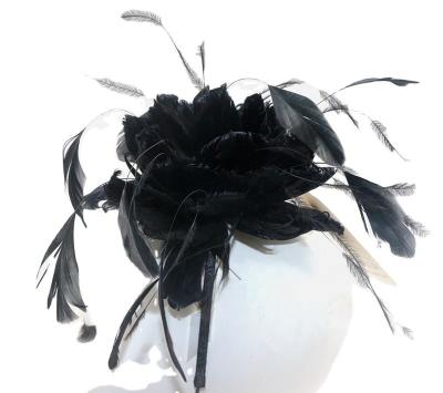 China Handcrafted Dyed Ostrich Feather Flower Mount with Headband for sale