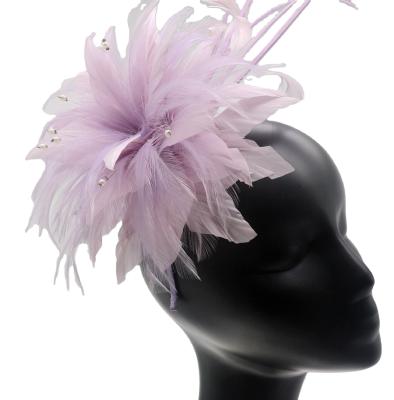 China Graduation Occasion pink feather fascinator , Hackle Flower Feather Headband for sale